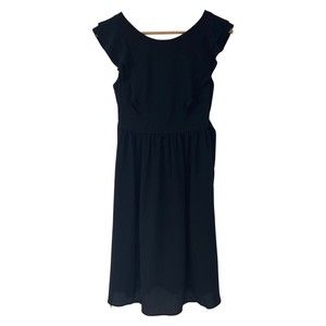 Vintage Fervour Womens Fit & Flare Dress Black‎ Scoop Neck Cap Sleeve Flutter XS